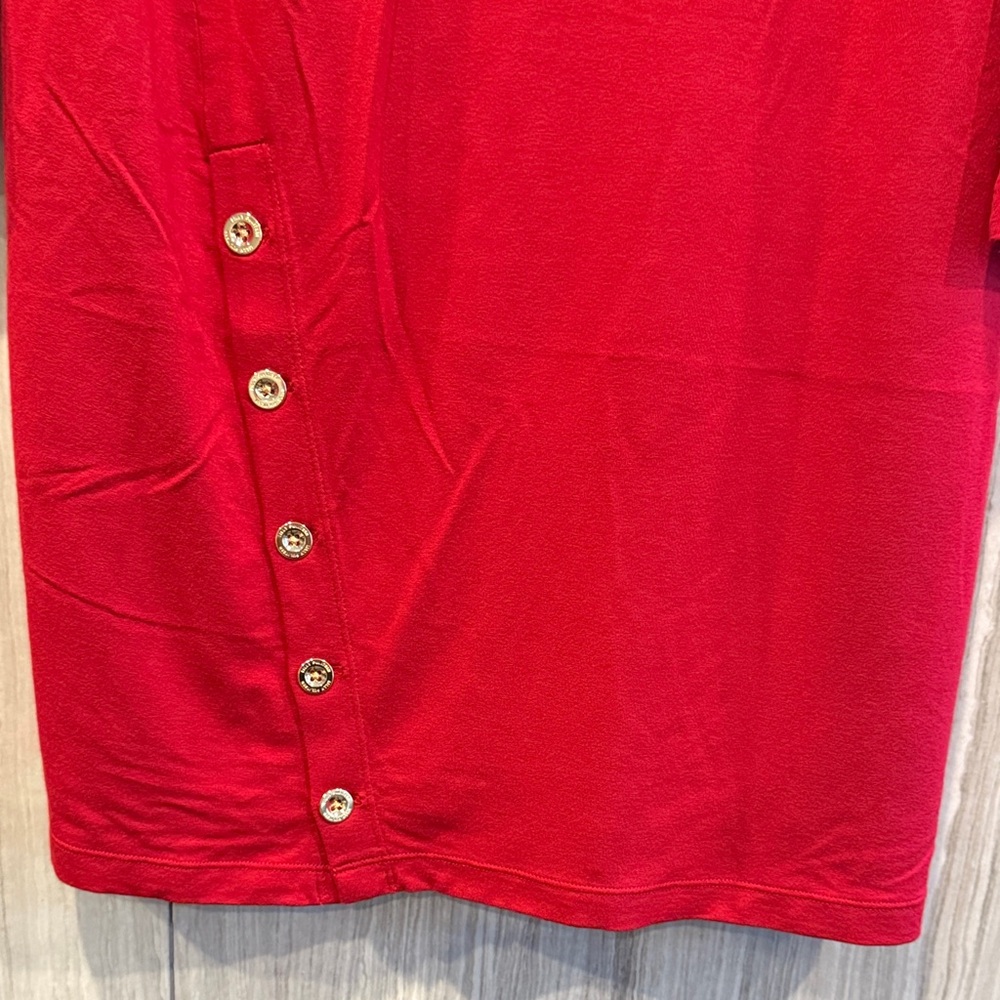 Lilly Pulitzer Red Long-Sleeve Button-Accent Sheath Dress - Picture 3 of 5